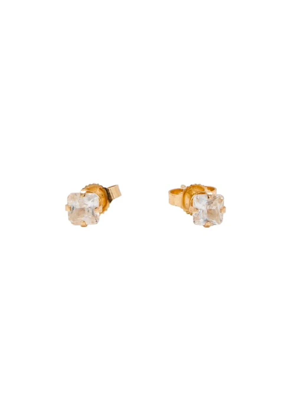 14K Yellow Gold 5mm Princess Cut Cubic Zirconia Stud Earrings